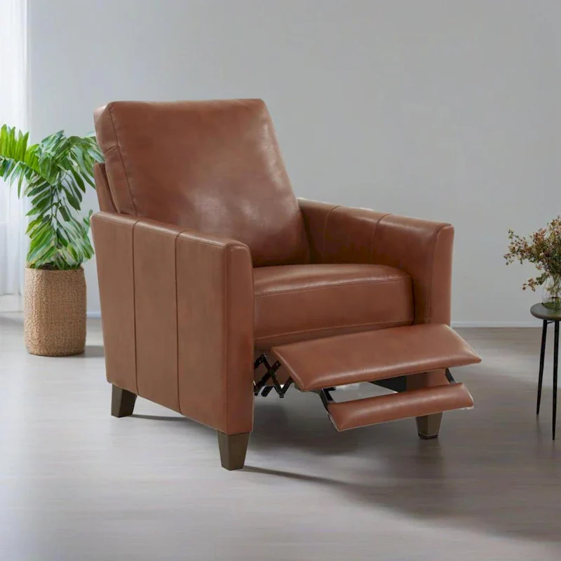 Pablo Caramel Faux Leather Modern Recliner