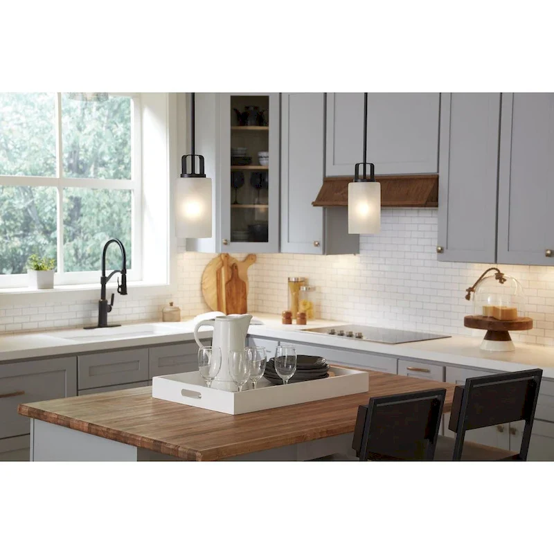 League Collection One-Light Matte Black Farmhouse Mini-Pendant - 5 in x 5 in x 11 in