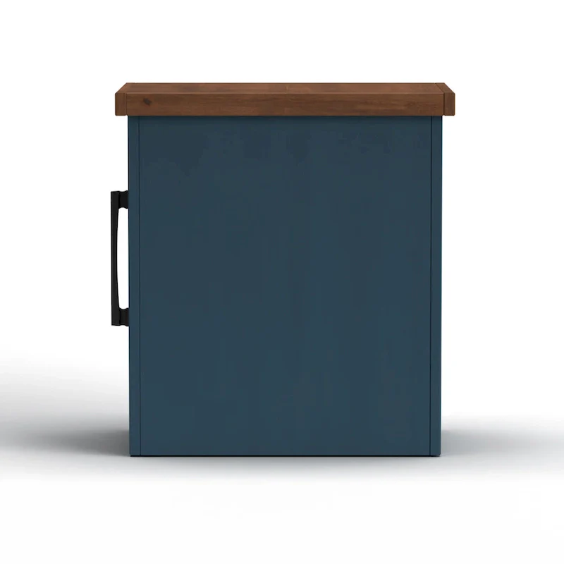 Bridgevine Home Nantucket 14 inch Chairside Table, No Assembly Required, Blue Denim and Whiskey Finish
