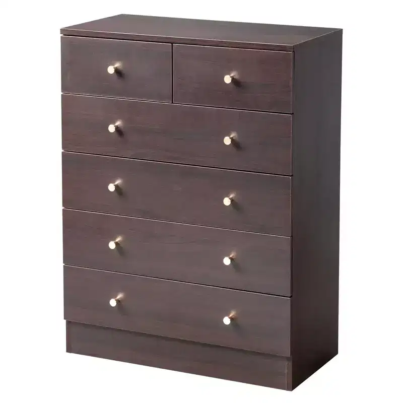 Karl Home 6-Drawer Brown Particle Board 25.98in. W Chest of Drawer