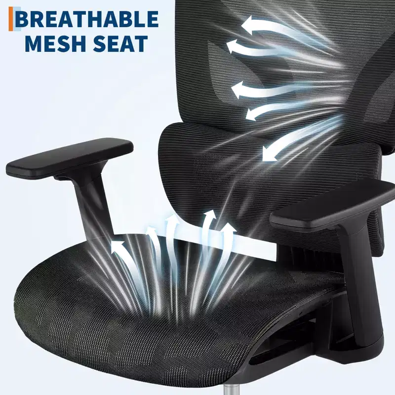 Black / Gray High Back Mesh Office Chair – Single Seat, Adjustable