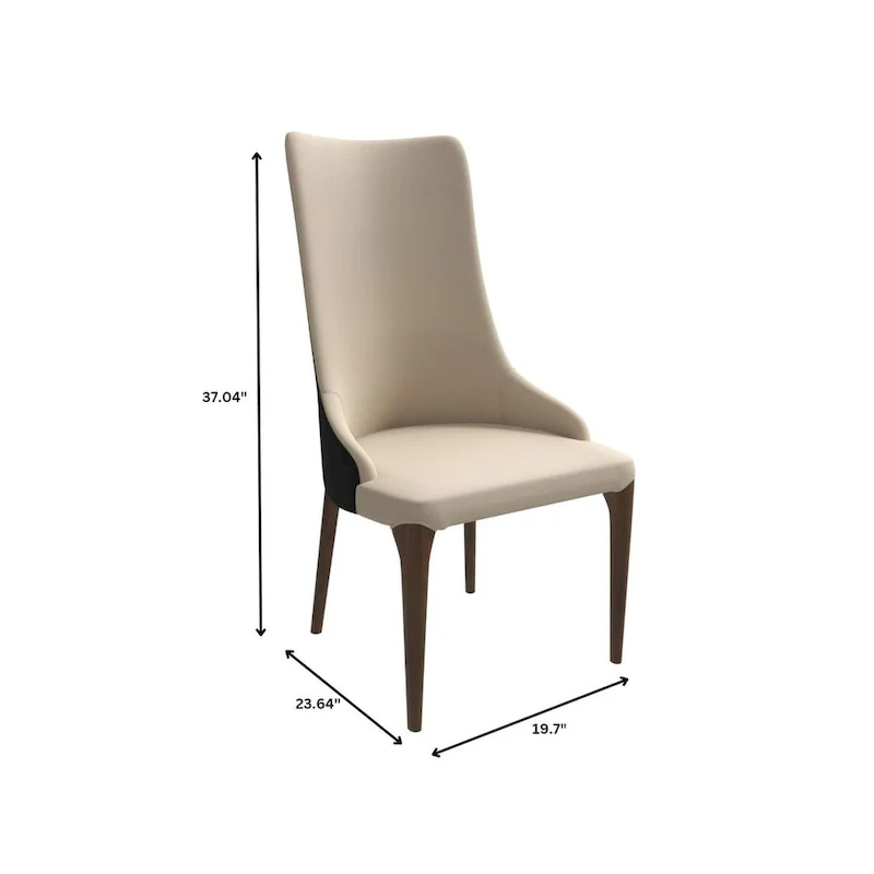 High-Back Dining Chair Upholstered in Leather with Ash Wood Legs Elm Collection