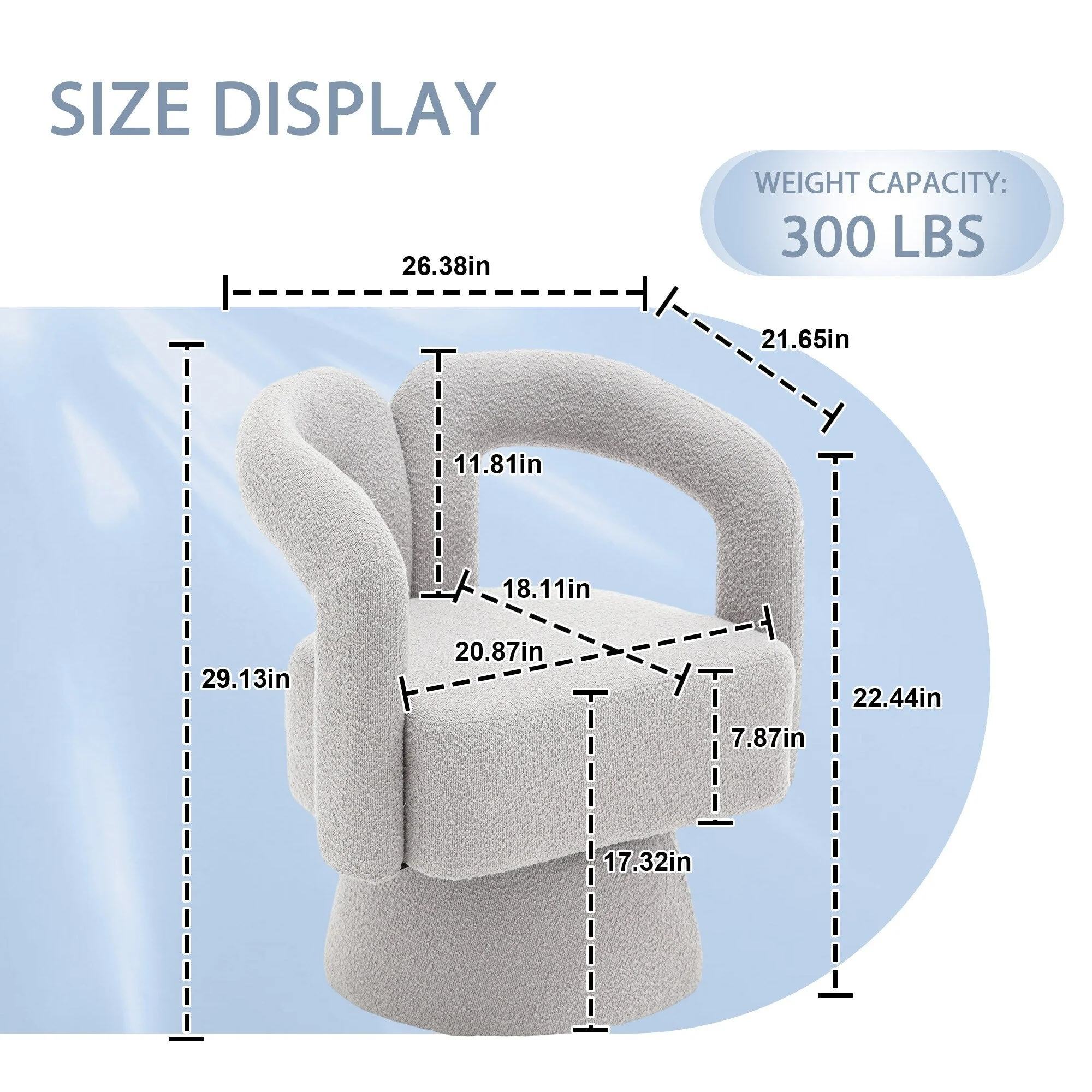 HOMEFUN Boucle Upholstered 360 Degree Swivel Cuddle Barrel Accent Chairs