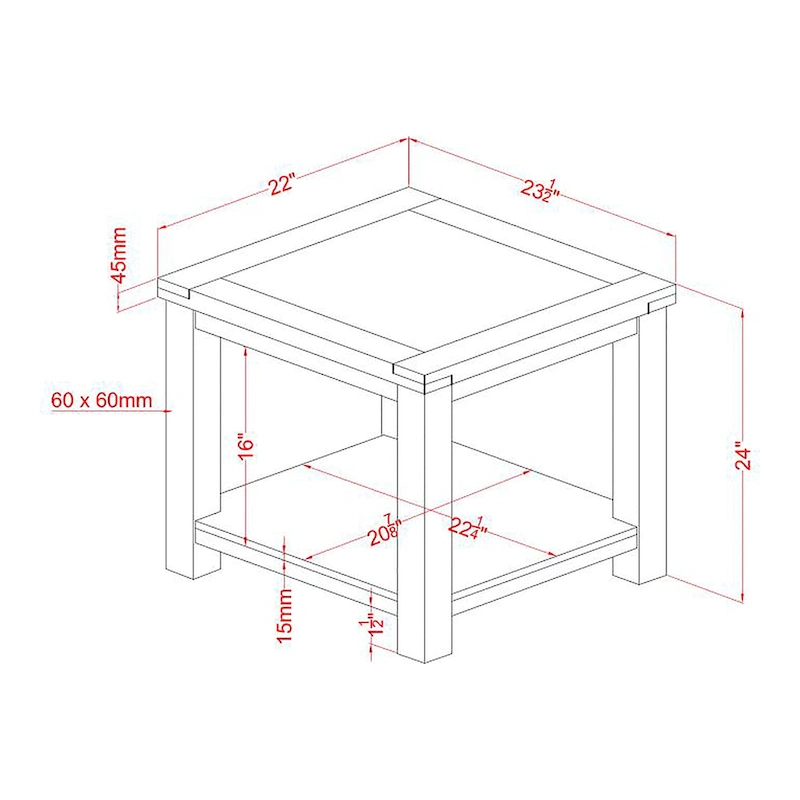 Llat Transitional Cherry 24-inch Solid Wood 1-Shelf Side Table by Furniture of America