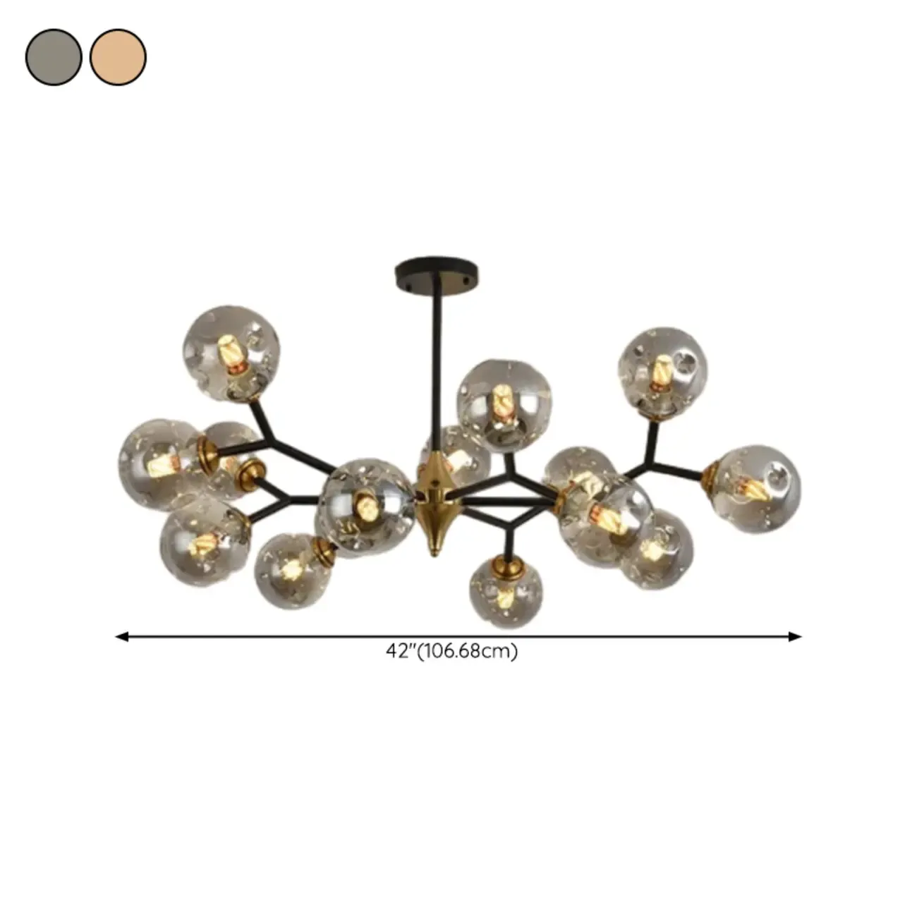 Modern Black Gold Glass Sputnik Chandelier