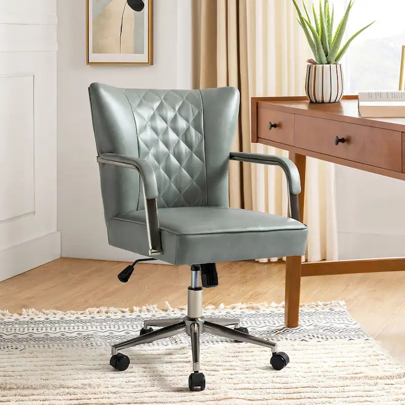 Felice Modern Swivel Height Adjustment Diamond-Tufted Office Chair by HULALA HOME