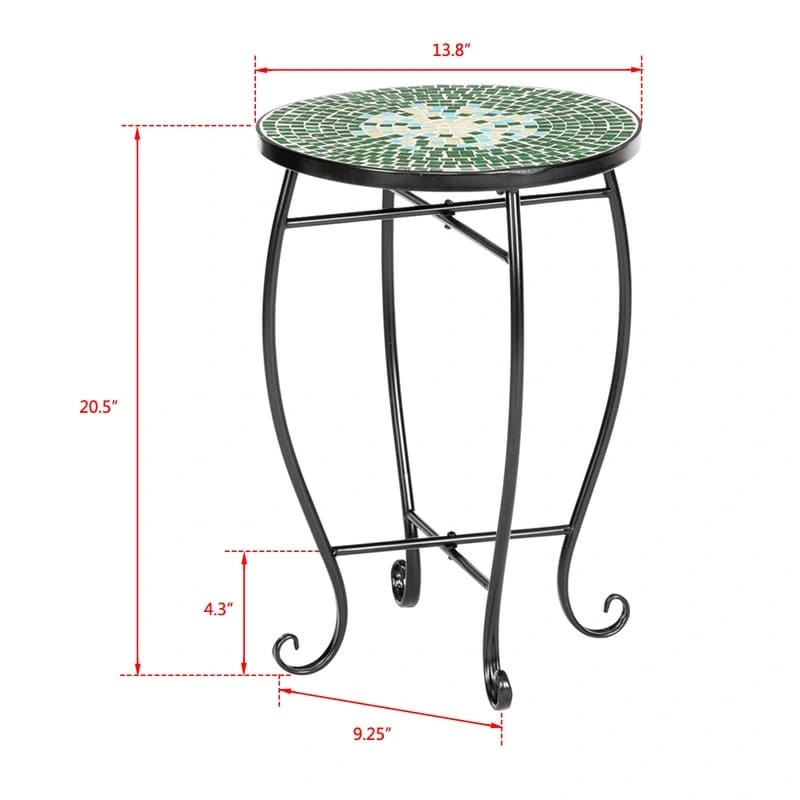 Mosaic Round Terrace Bistro Table Side Table With Coloured Glass