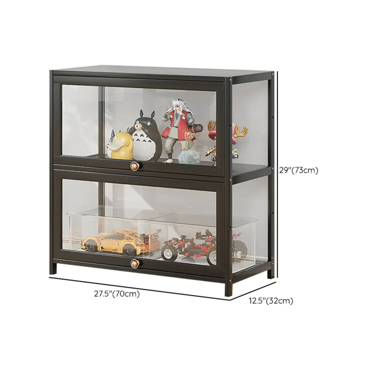 Simple Flip-up Black Clear Glass Cabinet