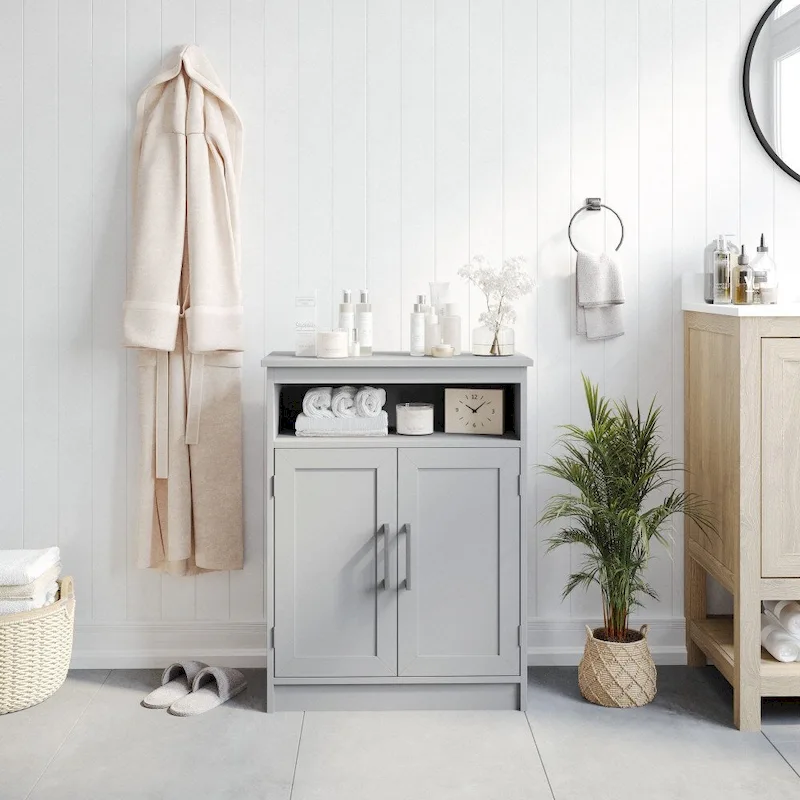 Modern Bathroom Storage Cabinet with Magnetic Close Doors and Shelves