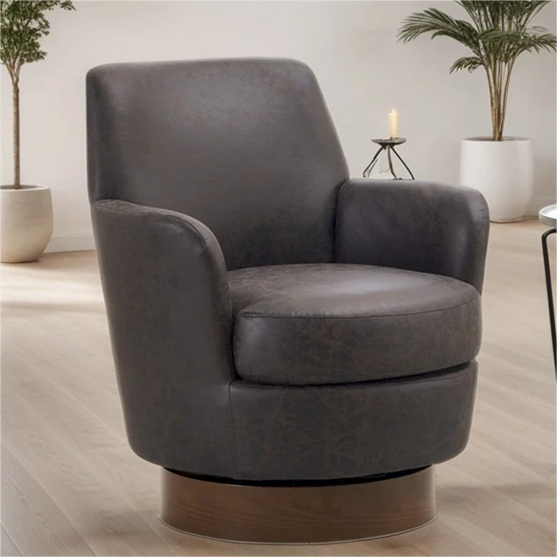 Swivel Round Accent Chairs Armchair with Stainless Steel Base