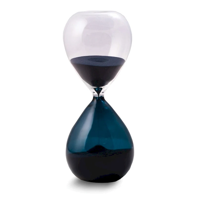 Curata Blue Sand with Hand-Blown Glass 60 Minute Sand Timer