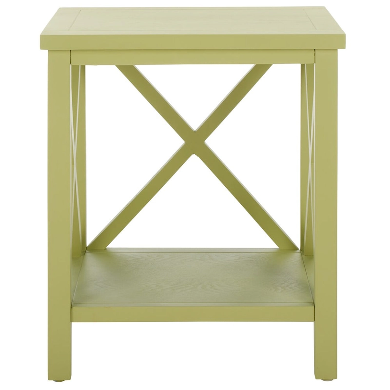 SAFAVIEH Yasumi White Cross Back End Table - 18.1  x 13.4  x 21.5  - 18Wx13Dx22H