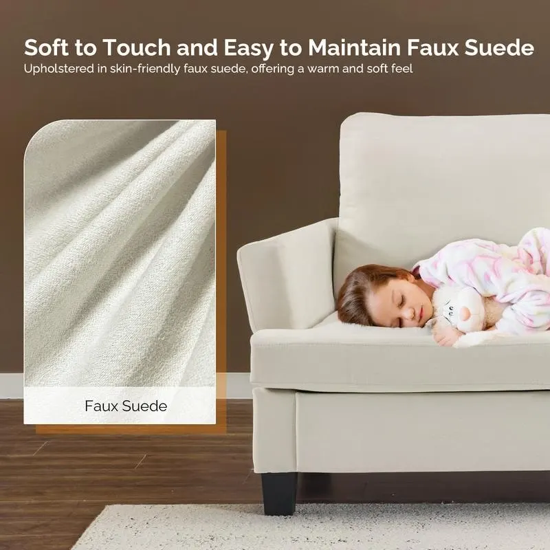 83.5 Upholstered Square Arm Suede Sofa