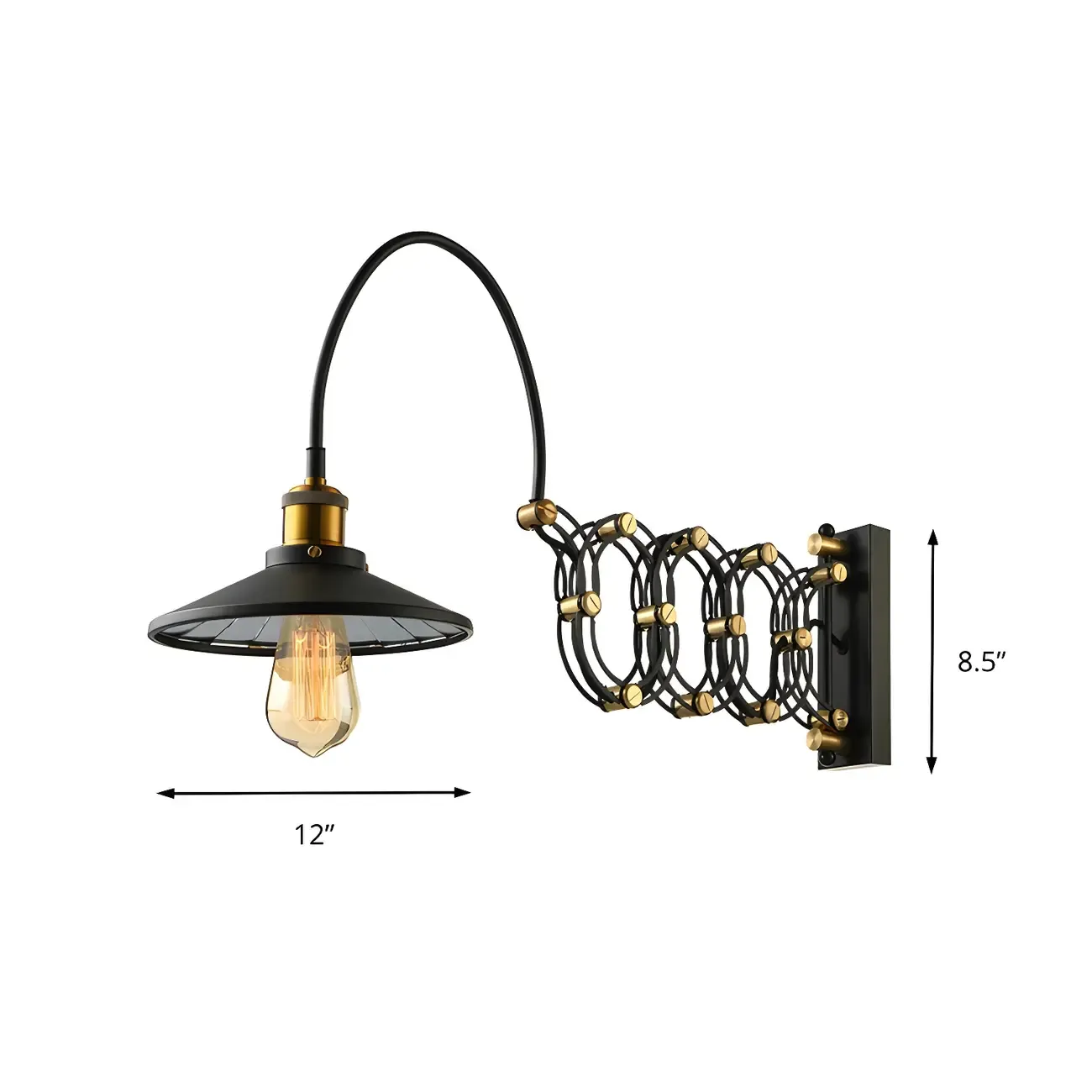 Industrial Black Brass Flexible Swing Arm Wall Light
