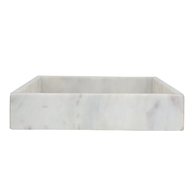 A&B Home Rectangular Marble Tray - White