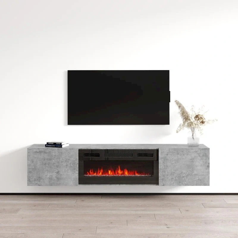 Floating Fireplace TV Stand