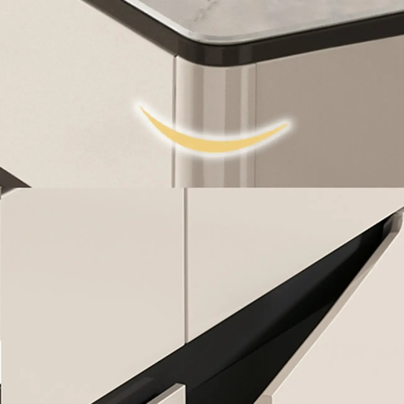 Khaki Wood Entryway Shoe Cabinet Marble Top