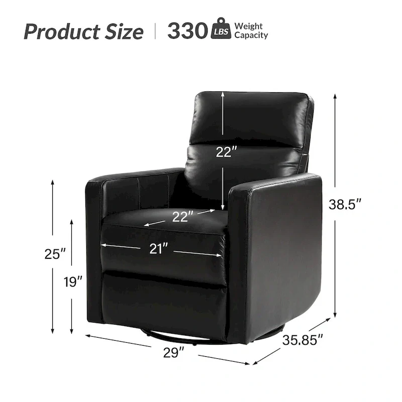 Josefa Modern Genuine Leather Swivel Rocker Recliner Set of 2 by