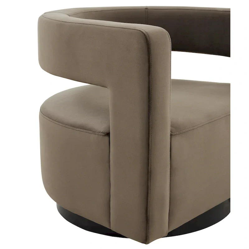 Upholstered Swivel Chair with Cut-Out Back
