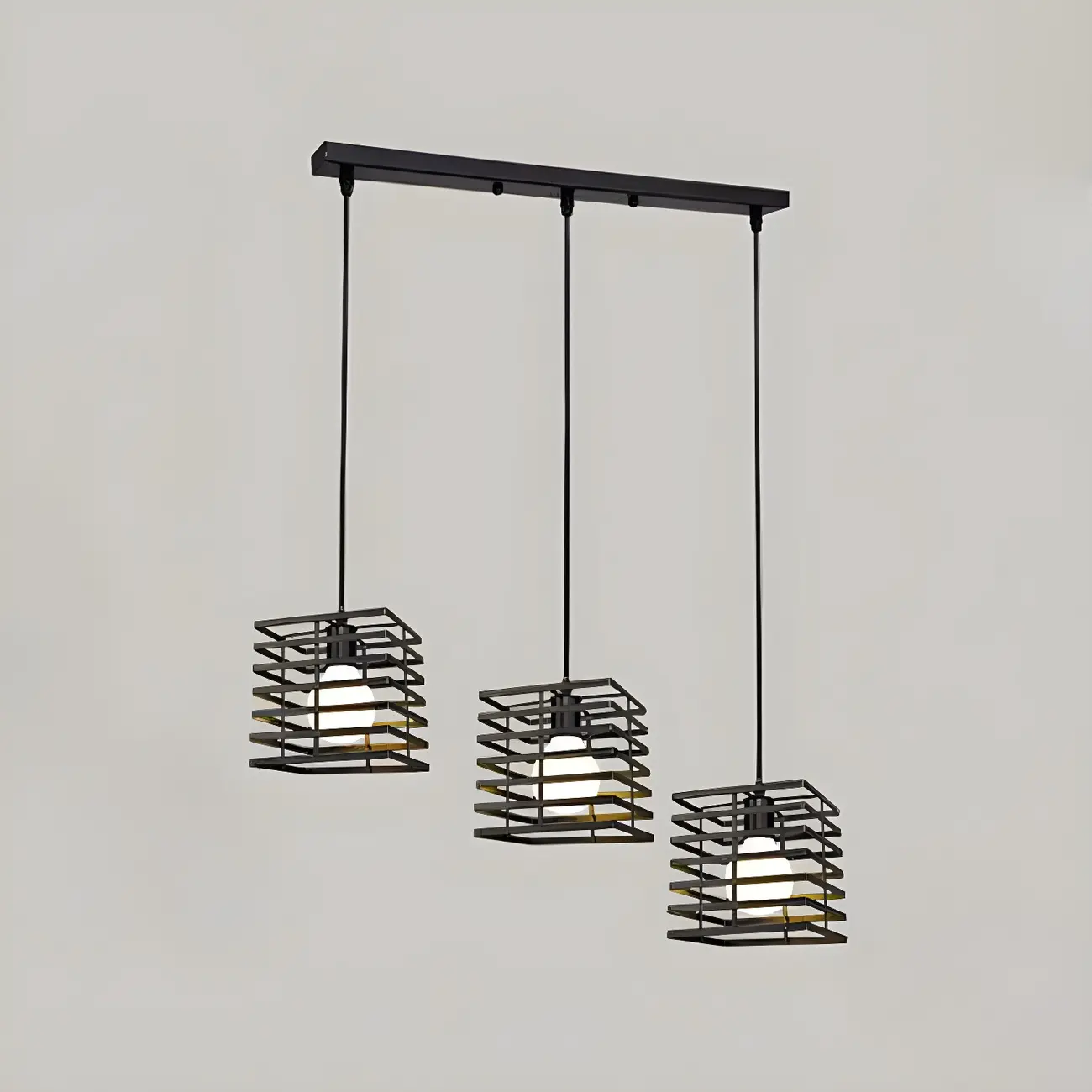 Industrial Black 3-Light Lantern Pendant Light
