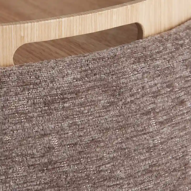 Carson Carrington Astrid Pouf with Natural Wood Tray Top