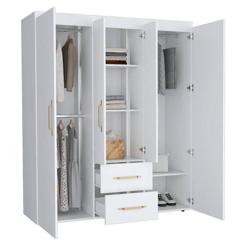 Bariloche Armoire with Hanging Rods, Shelves, 2 Drawers