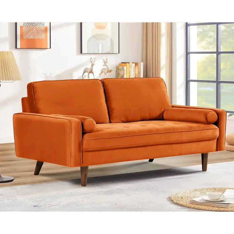 Monahan 58W Wood Frame Velvet Tufted Sofa