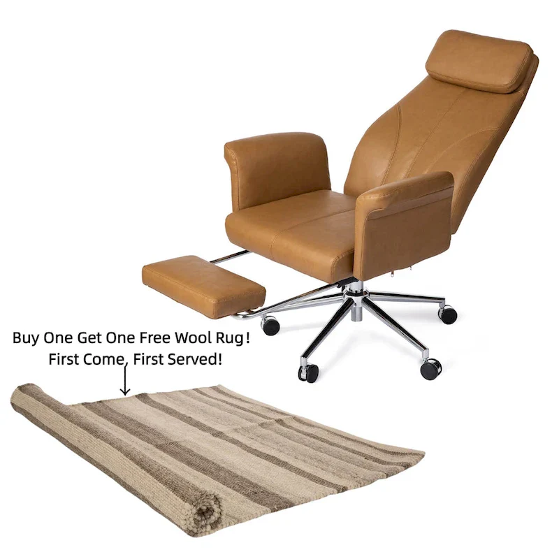 49H Modern Adjustable Swivel High Back Ergonomic Office Chair with Armrest and Extendable Footrest