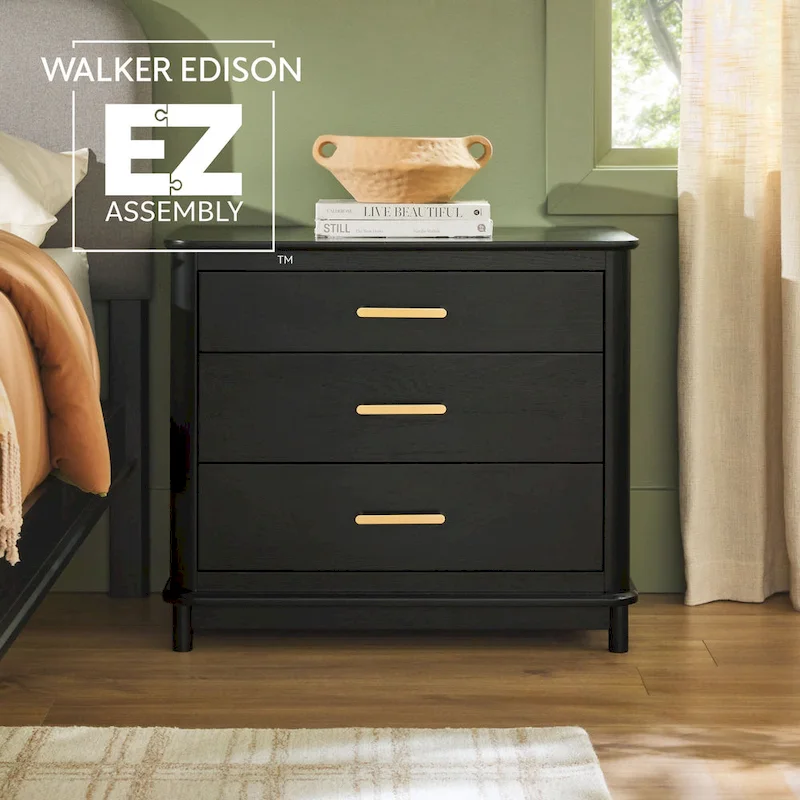 Walker Edison 3-Drawer Nightstand with Ultra-Easy Drawer Assembly