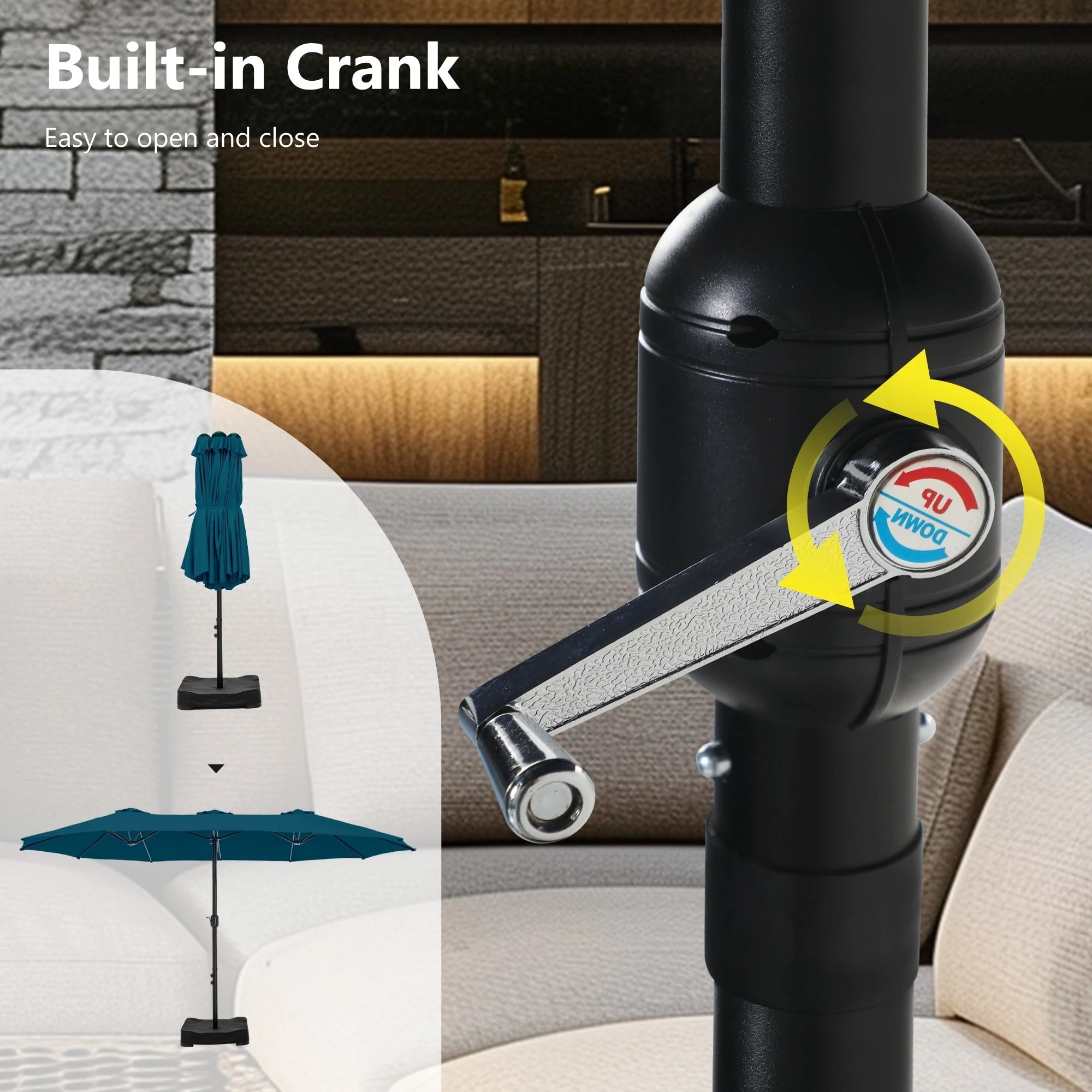 MAISON ARTS 15ft Double-Sided Patio Extra Large Twin Umbrella with Base Included