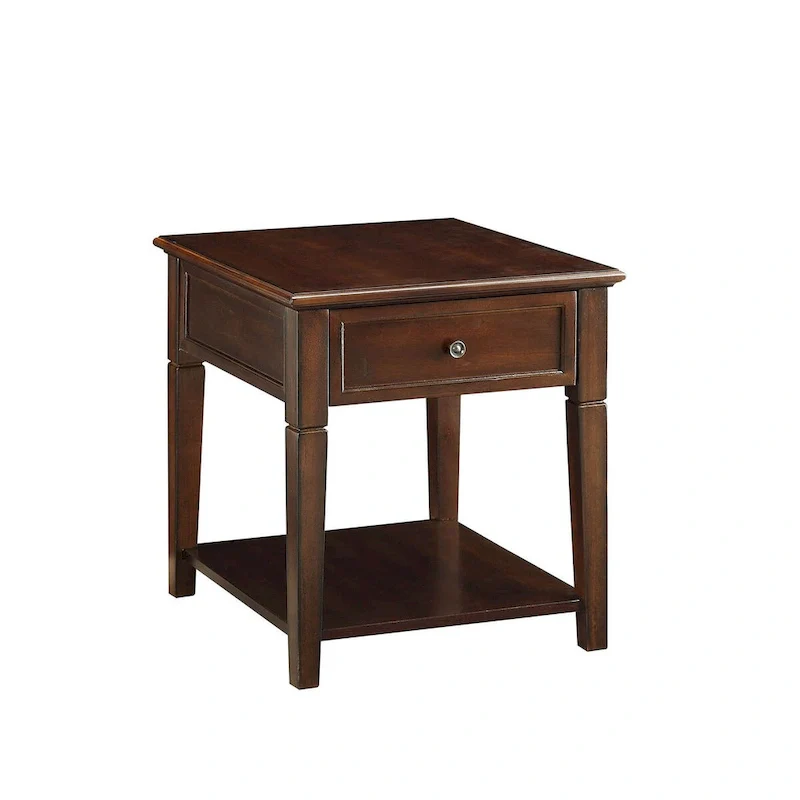 HomeRoots 24 Walnut Manufactured Wood Rectangular End Table With Drawer And Shelf - 22