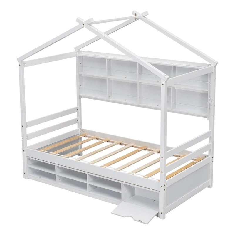 QQ Twin House Bed with Roof Frame