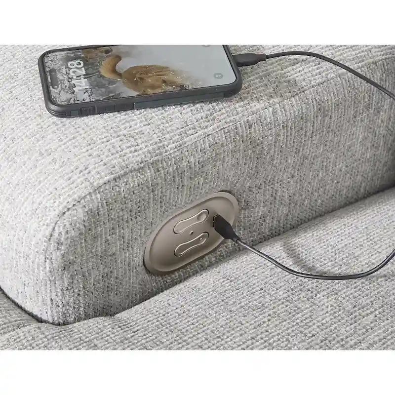 Wide Seat Power Recliner – Gray / Blue, Single