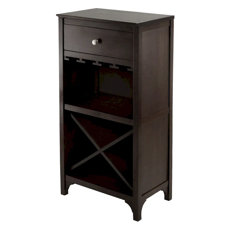 Ancona Wine Cabinet, Espresso - 19.09 x 12.6 x 37.52 inches