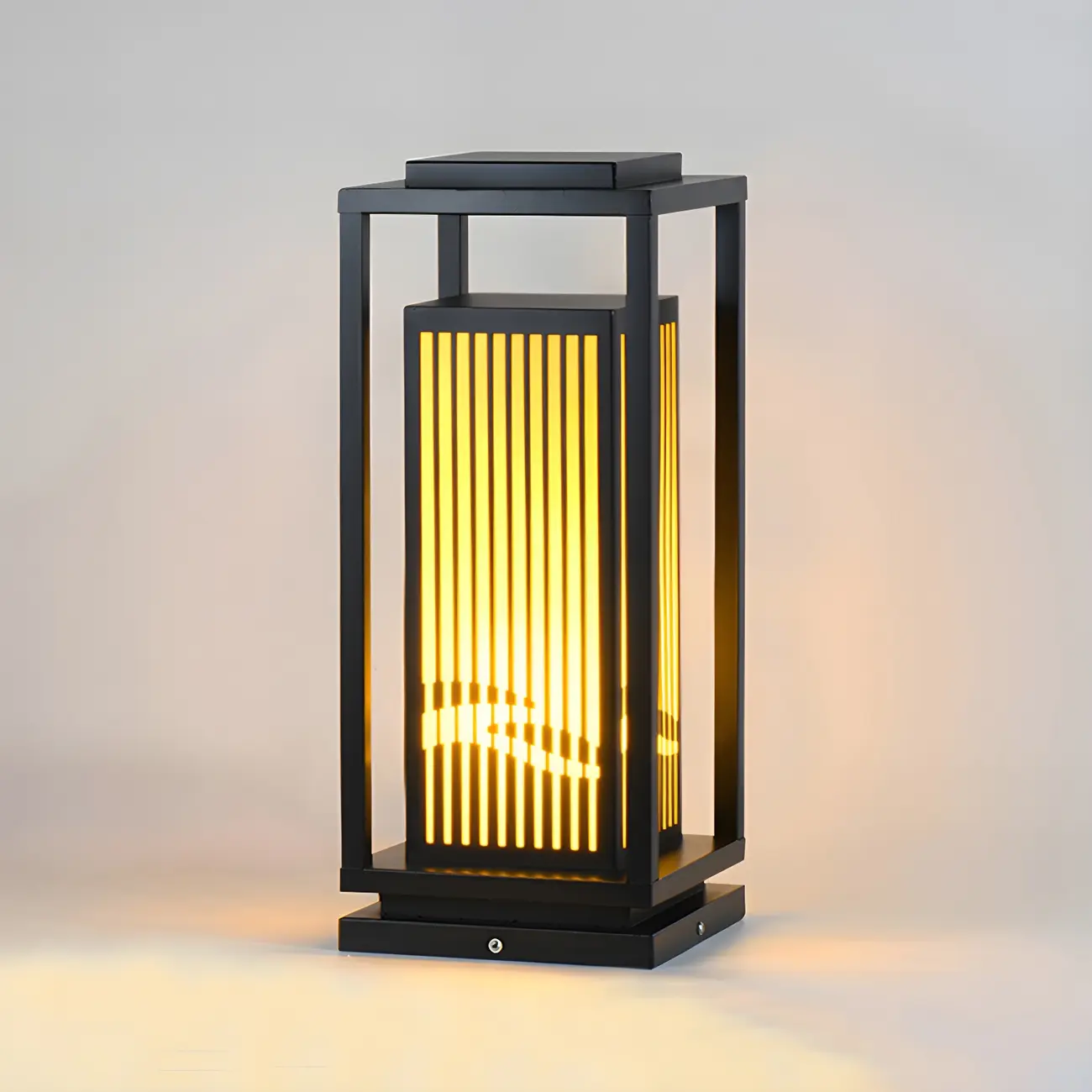 Black Metal Vertical Striped Post Cap Light