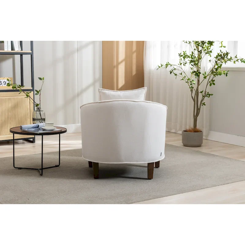 Upholstered Barrel Accent Chair with Ottoman
