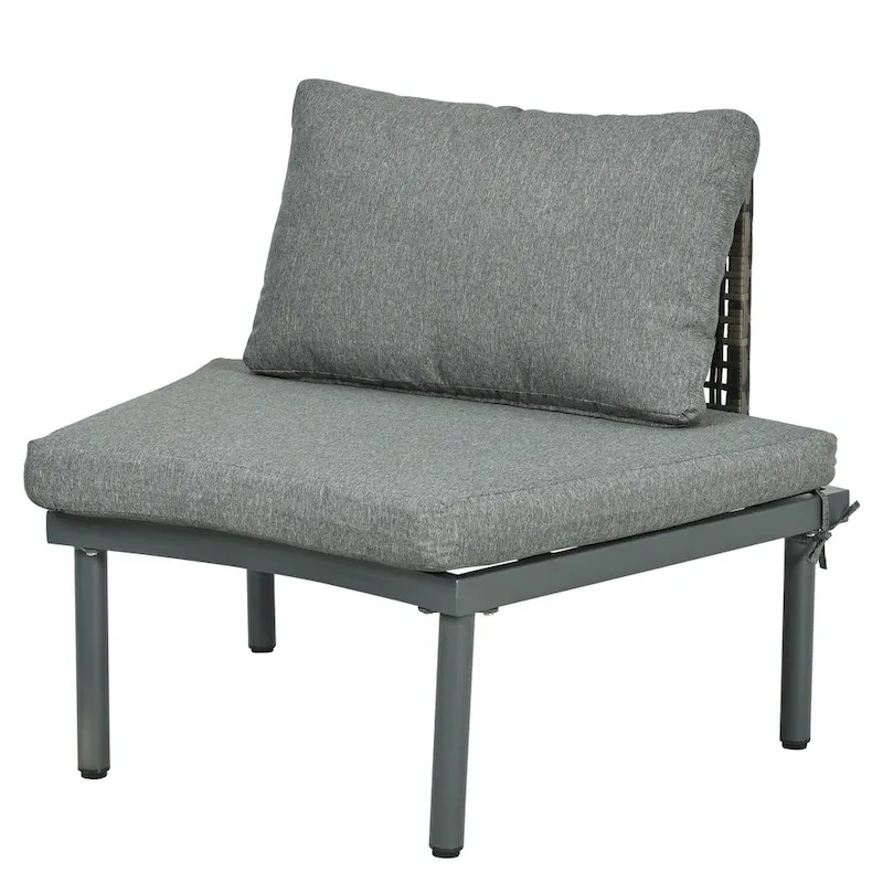 Elegant 8-Piece Modular Half Moon Patio Sofa Set with High-Low Coffee Tables