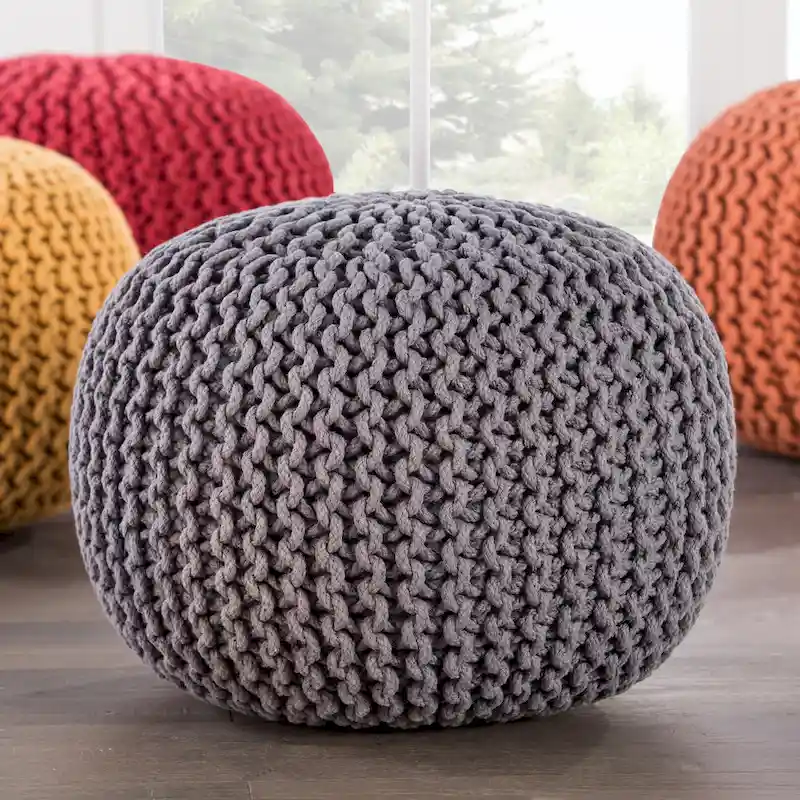 Spectrum Pouf Textured Round Pouf
