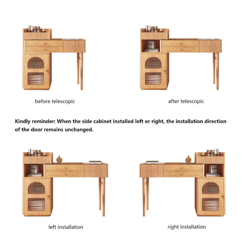 Vanity Set Makeup Table with 3 Drawers, Wood