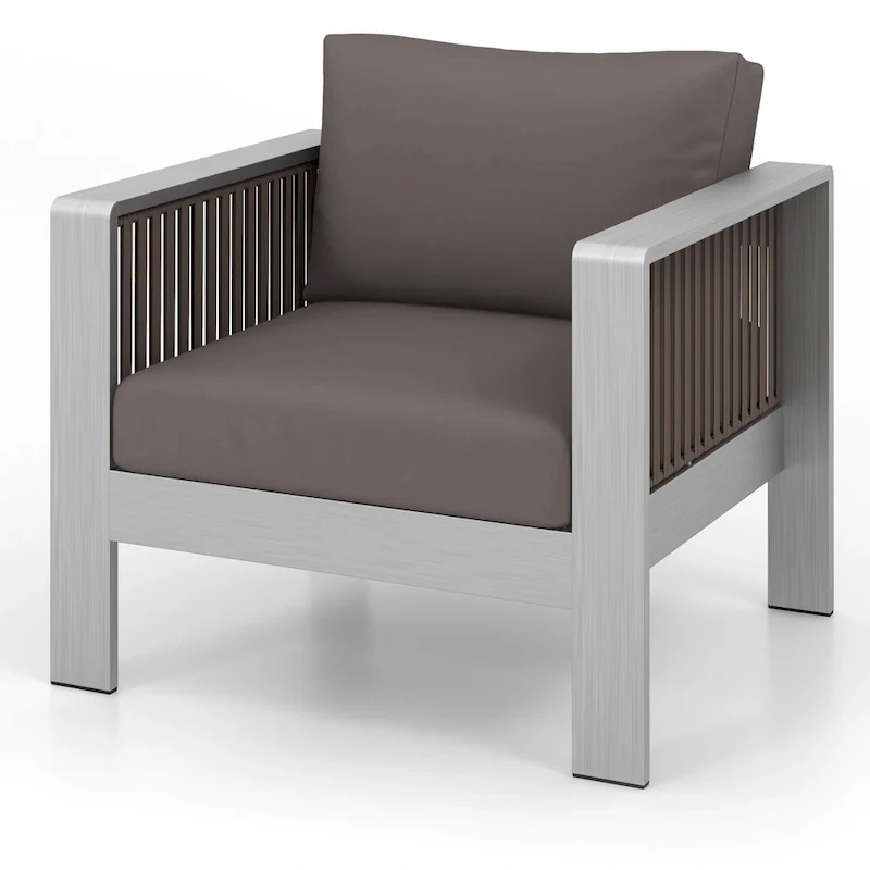 Aluminum Patio Armchair with Thick Cushions for Comfort - 31 L x 27.5 W x 24.5 H