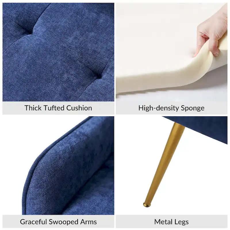 Luis Modern Upholstered Low Back Bench with Sturdy Golden Metal Tapered Leg by HULALA HOME