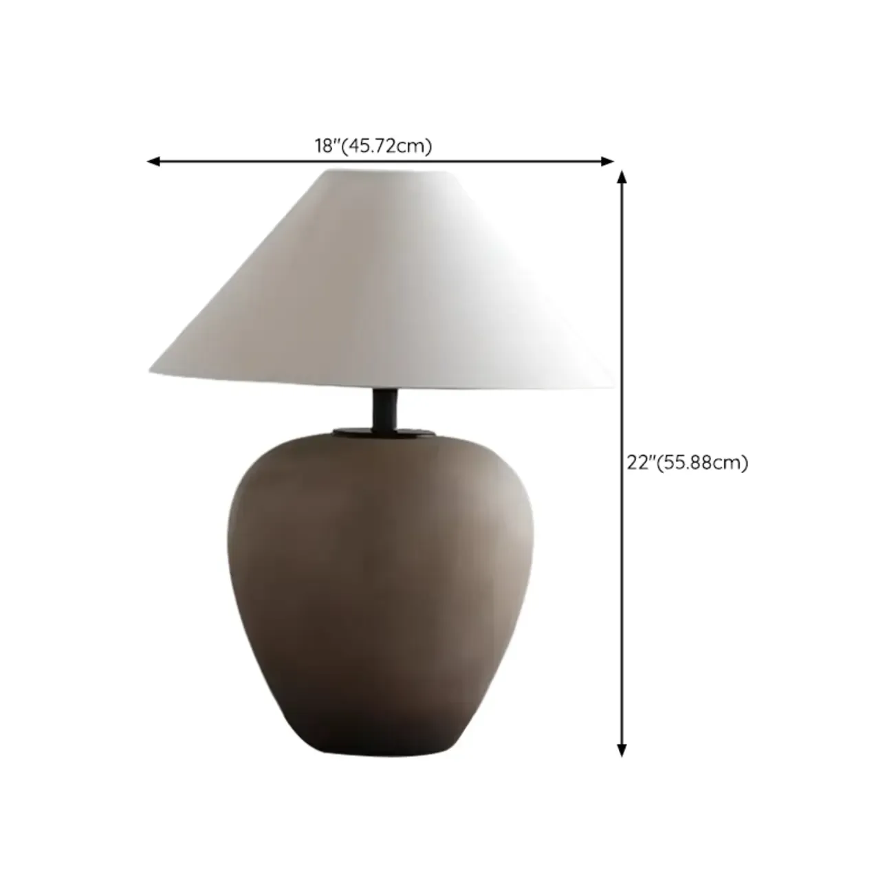 Ceramic Table Lamp with Cone Fabric Shade, LED Compatible