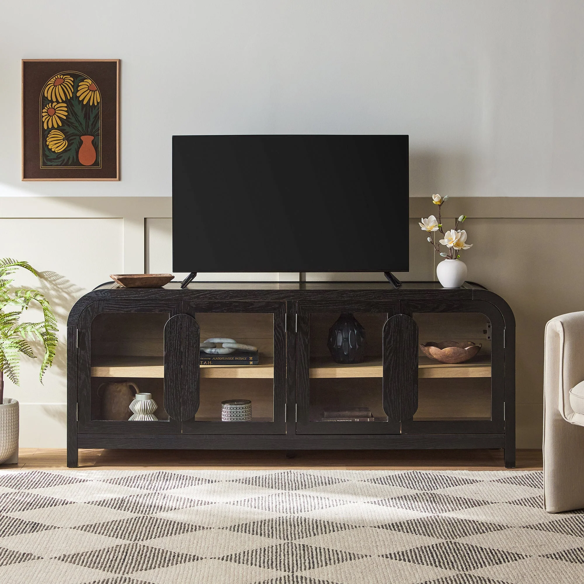 Chantelle Modern Curve Easy Assembly TV?Stand