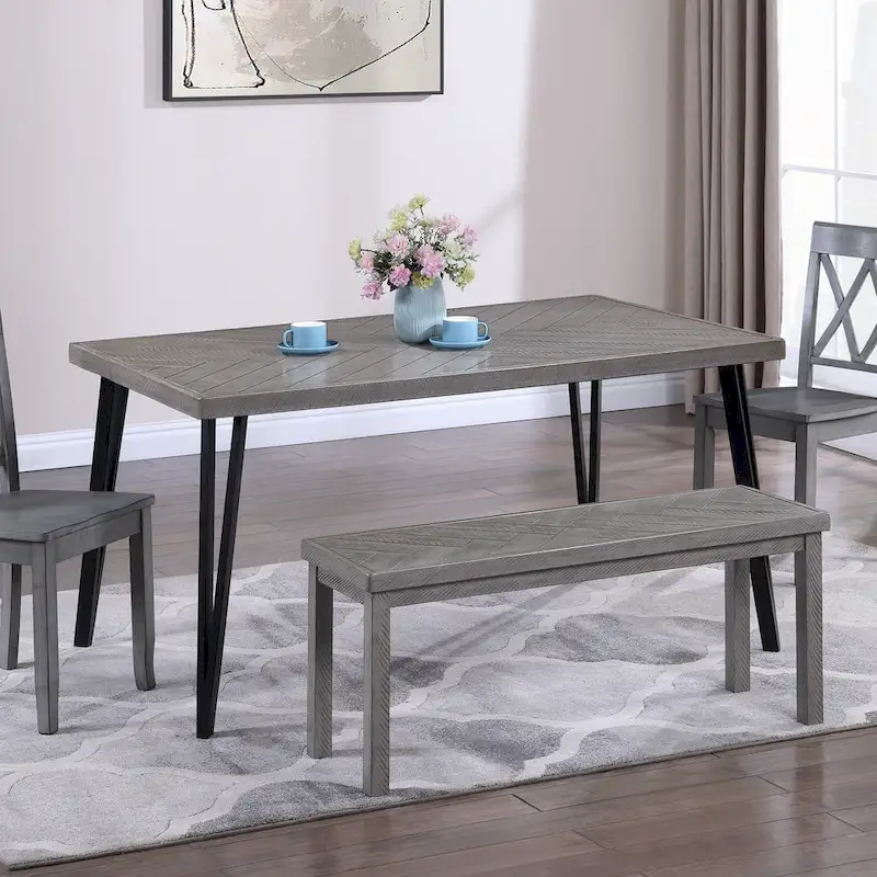 Chevron Pattern 44 Length Wooden Entryway Dining Bench