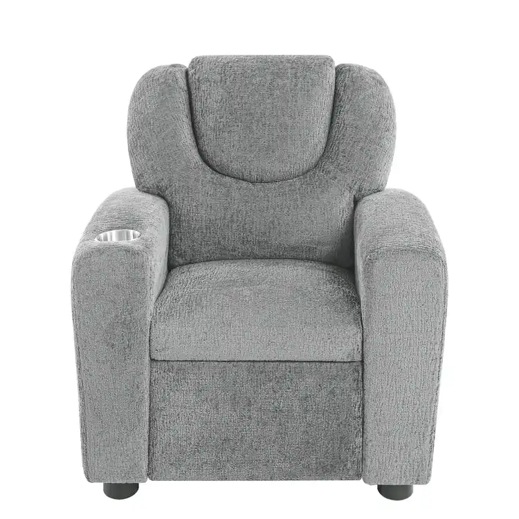 Kids Push Back Recliner Chair with Footrest and Cup Holders