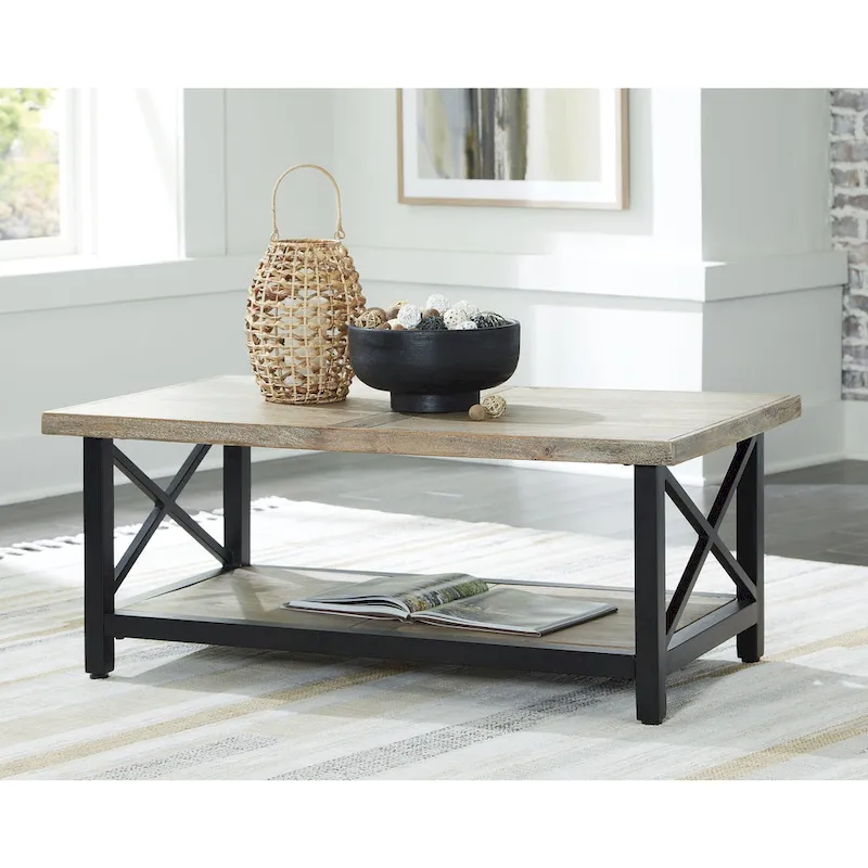 Two-Tone Brown and Black Coffee Table