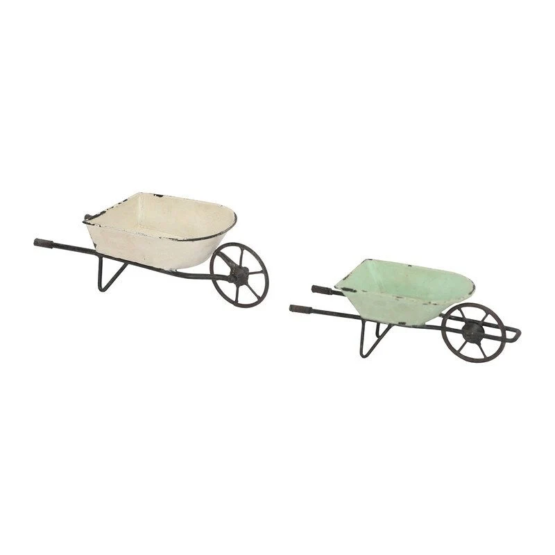 Elina Homestead Tabletop Metal Farmhouse Wheelbarrow Set - 3 H x 9.5 W x 3.5 D
