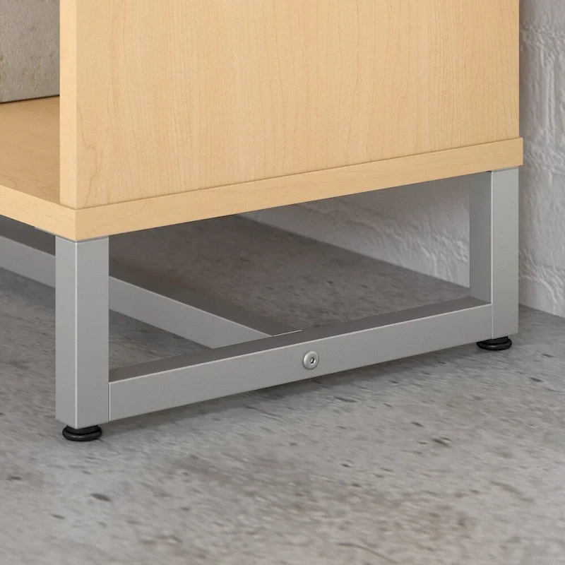 Grey / Tan / White / Taupe / Brown 2-Shelf Bookcase Cabinet with Metal Base