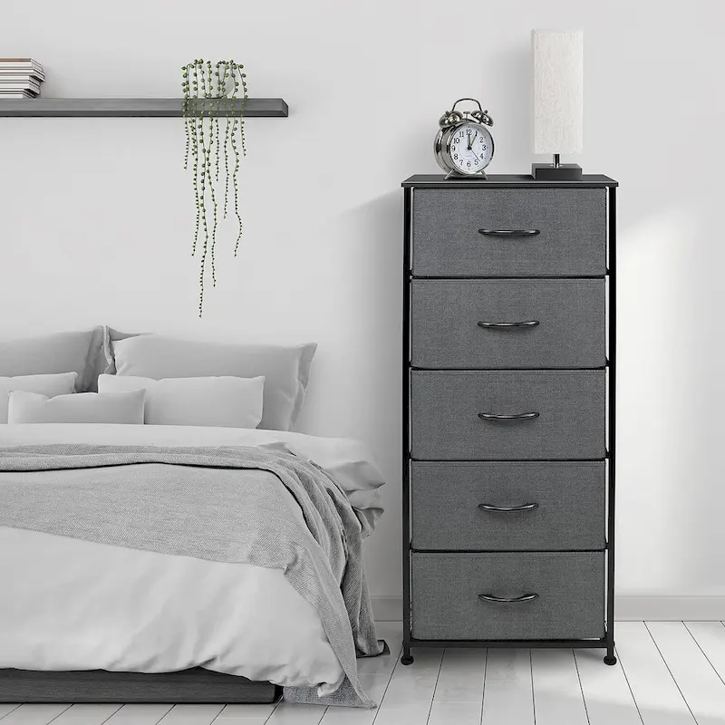 5-Drawer Storage Tower with Steel Frame