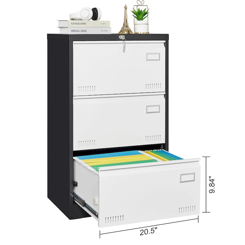 Metal Lateral 3 Drawer File Cabinet with Lock